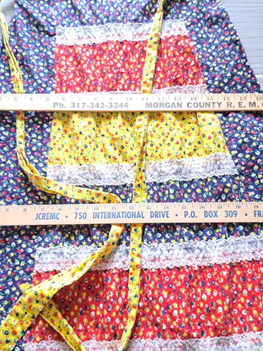 Vintage 70's Floral Patchwork Prairie Maxi Dress Lace Trim Multi-Color S Cotton - Picture 13 of 16